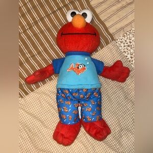 Singing Sesame Street Red Plush Elmo with Blue Fish Outfit
